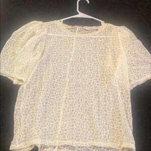 Zara Cream Ruffled Short Sleeve Blouse